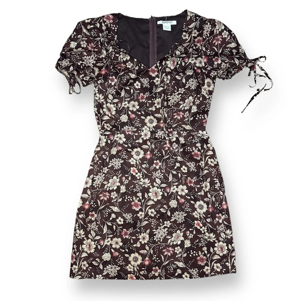 Glamorous ASOS Floral Y2K Dress Brown Size 2
